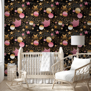 Papier Peint Bébé filles étoiles motif pépinière