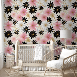 Papier Peint Bébé filles étoiles motif pépinière