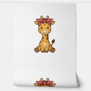 Papier Peint Bébé girafe mignon avec noeud papillon design vect