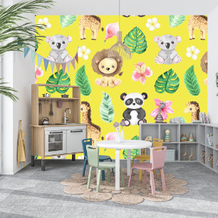Papier Peint Bébé tropical Animaux Enfants Salle et aire de jeu