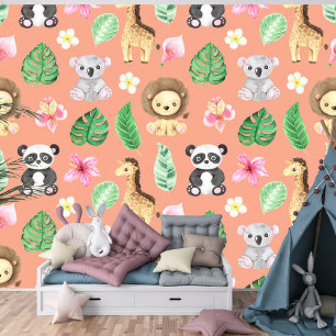 Papier Peint Bébé tropical Animaux Enfants Salle et aire de jeu