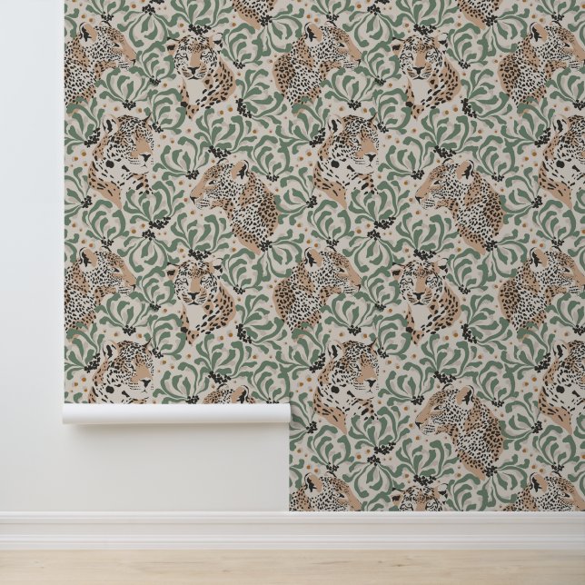 Papier Peint Beige animal léopard moderne (Application)