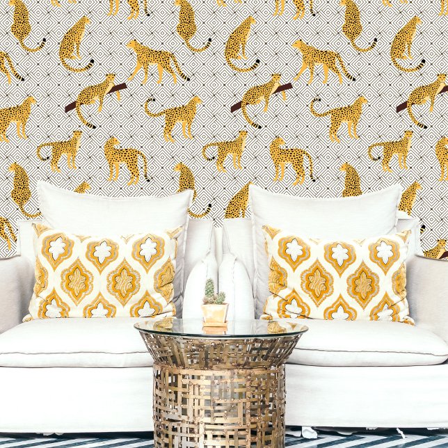 Papier Peint Beige Orange Cheetah Leopard géométrique (Créateur téléchargé)