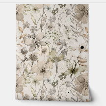 Papier peint beige paradis aux fleurs rouleaux
