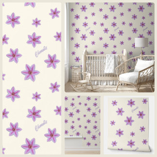 Papier Peint Belle crème florale Lilac Pink Clematis