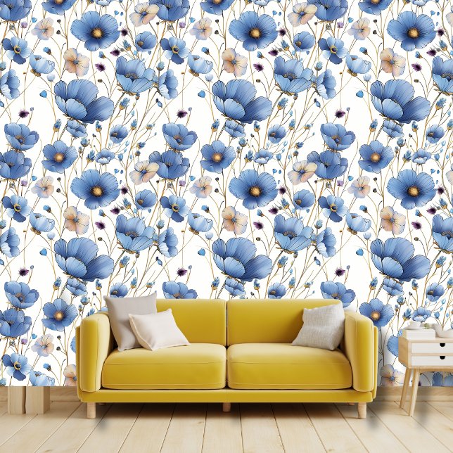 Papier Peint Belle fleur sauvage bleu clair (Créateur téléchargé)
