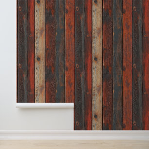Papier Peint Belles planches de bois de faux acajou antique