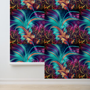 Papier Peint Belles plumes de Paon couleur
