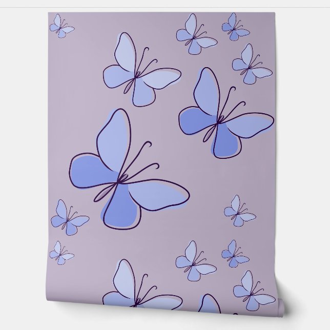 Papier Peint Beurre de papillon en bleu, Lavande (Déroulement)