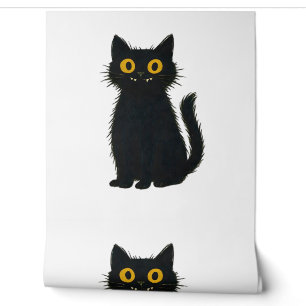 Papier Peint Black Cat Magic - Jolie Halloween & Mystic Cat Art