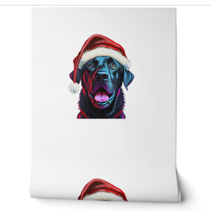 Papier Peint Black Lab Christmas Magie_ Labrador à Santa Hat