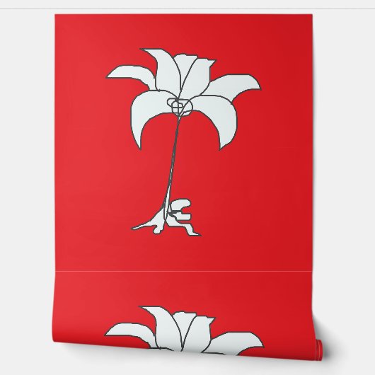 Papier Peint Blanc Floral Rouge (Déroulement)