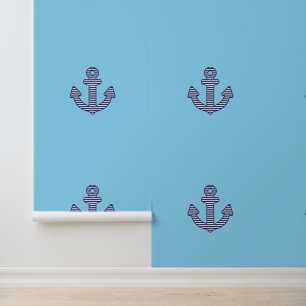 Papier Peint Bleu Ancre Bleu Bleu Nautique Lt Bleu