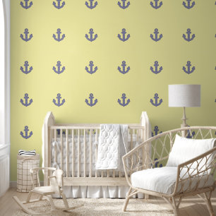 Papier Peint Bleu Ancre Bleu Enfants Nautique LtJaune