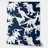 Papier Peint Bleu Blanc Dinosaure bébé Garçon Peau et Bâton (Déroulement)