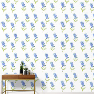 Papier Peint Bleu Bleu Floral Aquarelle