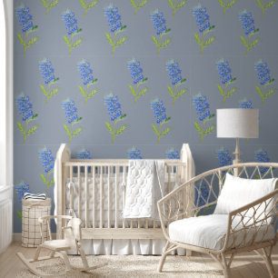 Papier Peint Bleu Bleu Floral Aquarelle