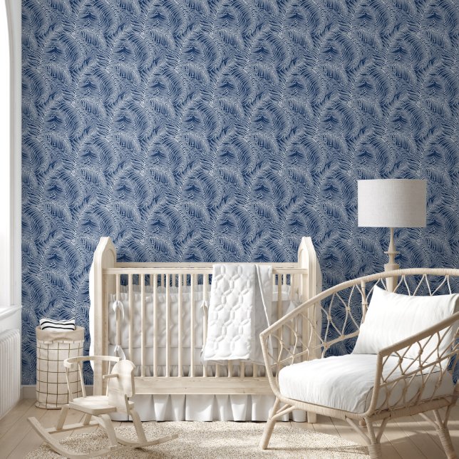 Papier Peint Bleu Bleu Tropical Palm Feuille (Enfants)