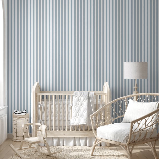 Papier Peint bleu ciel/blanc rayé (Enfants)