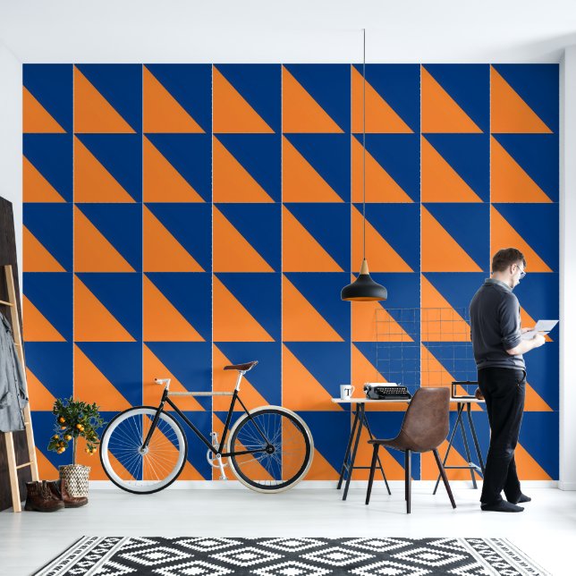 Papier Peint Bleu clair et orange (Salon)