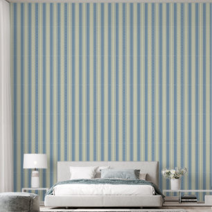 Papier Peint Bleu doux et tiques en ivoire