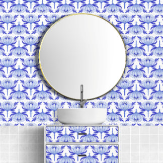 Papier Peint Bleu Et Blanc Motif style des années 40