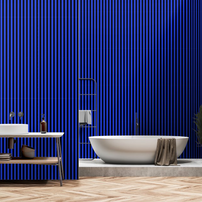 Papier Peint Bleu Et Noir De Cobalt (Salle de bain)