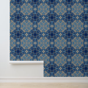 Papier Peint Bleu et or Arabesque
