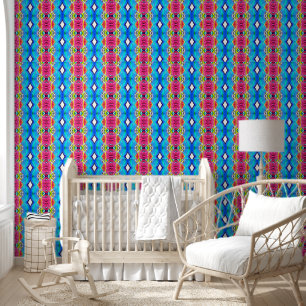 Papier peint bleu et rose