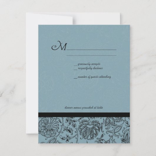 Papier peint bleu Fleur Mariage Cartes RSVP (Devant)