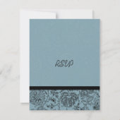 Papier peint bleu Fleur Mariage Cartes RSVP (Dos)