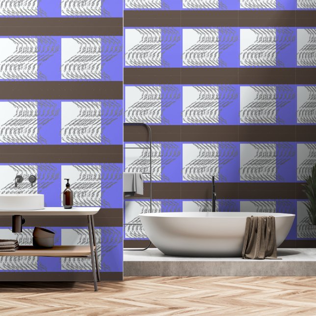Papier Peint Bleu + Liens Brown (Salle de bain)