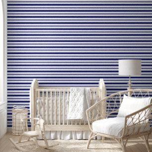 Papier Peint Bleu marin et Blancs (à moyenne échelle)
