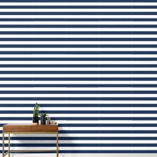 Papier Peint Bleu marine moderne et rayures blanches