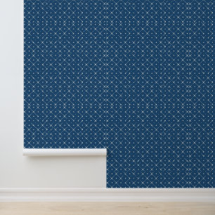 Papier peint bleu motif géométrique