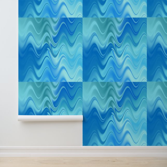Papier Peint Bleu Ondulé Abstrait (Application)