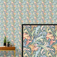Bleu orange sur vert Art Nouveau