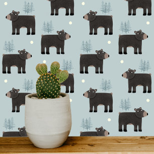 Papier Peint Bleu ours mignon