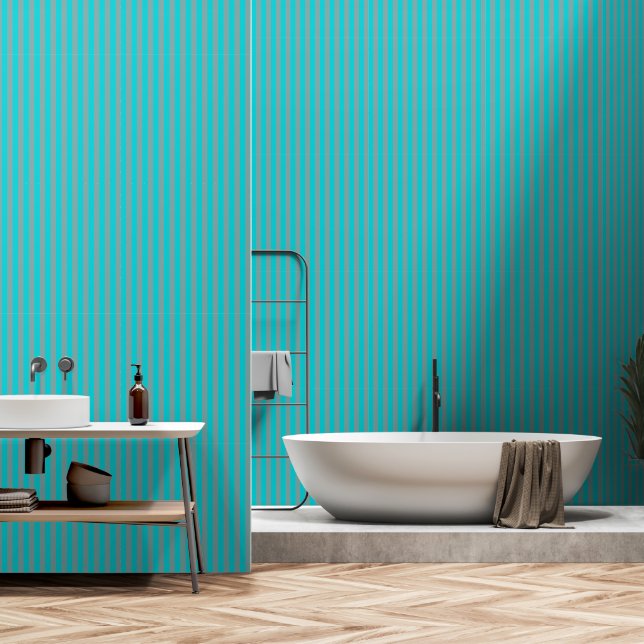 Papier Peint Bleu Turquoise Et Duisâtre Turquoise (Salle de bain)