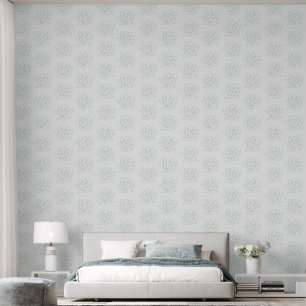 Papier Peint Bleu Vert Bleu Assez Élégant Grand Lotus Floral