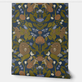 Papier Peint Bloc de bois bleu foncé de la marine Imprimer Dama