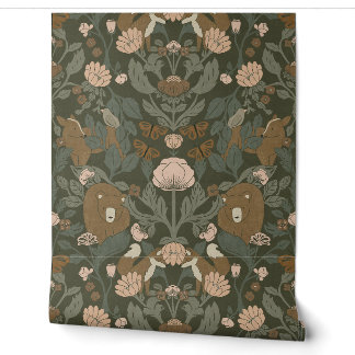 Papier Peint Blocage vert en bois Imprimer Damas