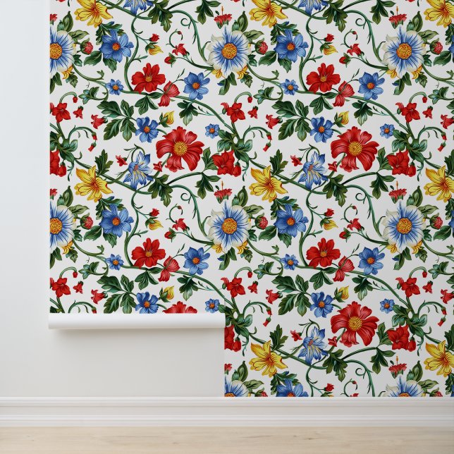 Papier Peint Bloom | Motif botanique floral vibrant (Application)