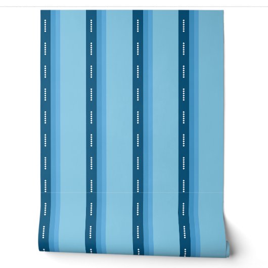 Papier Peint blue faded stripes with dots (Déroulement)