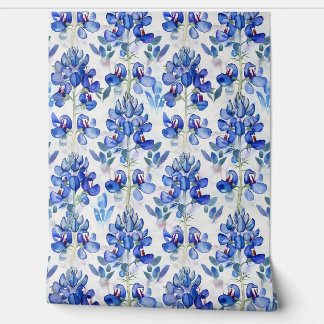 Papier Peint Blue Floral Bluebonnet Texas Wild Flower Motif