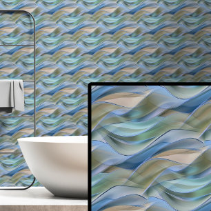Papier Peint Blue Green Aqua Vagues Abstraites