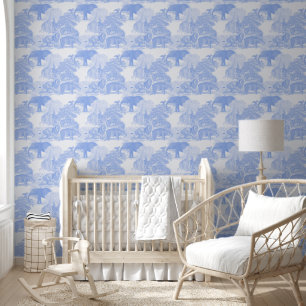 Papier Peint Blue Toile Jungle Animaux Safari Chinoiserie Garço