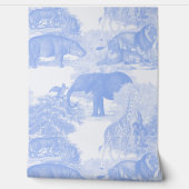 Papier Peint Blue Toile Jungle Animaux Safari Chinoiserie Garço (Déroulement)