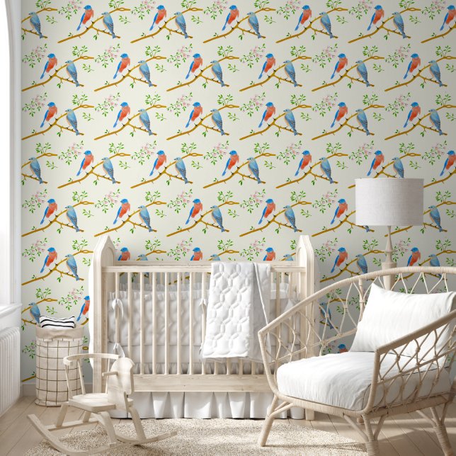 Papier Peint Bluebirds Pale Yellow (Enfants)