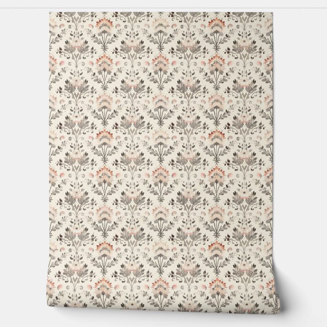 Papier Peint Blush Gris Botanique Neutre (Déroulement)